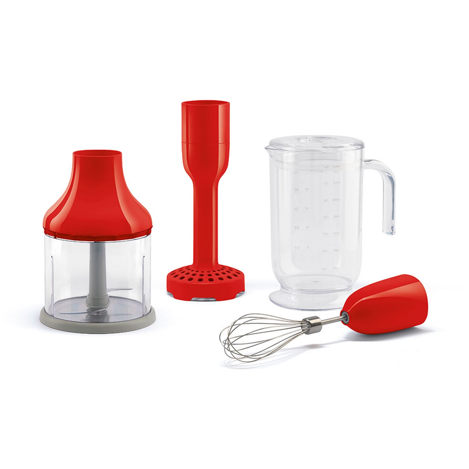 smeg staafmixer accessoireset hbac01rd 4 delig rood