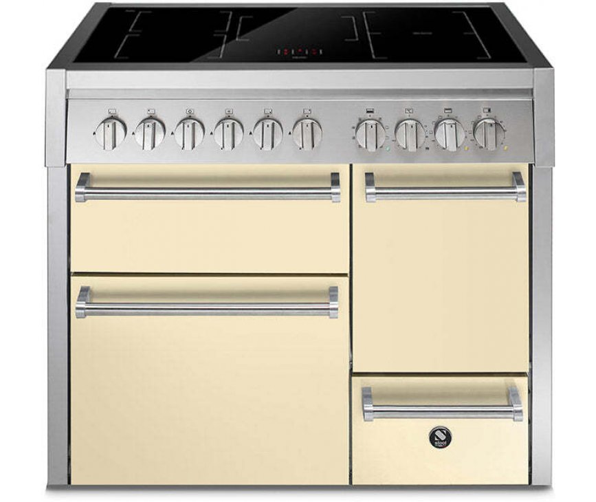 steel genesi gq10sff d 5fi cr solid door inductiefornuis 100cm creme