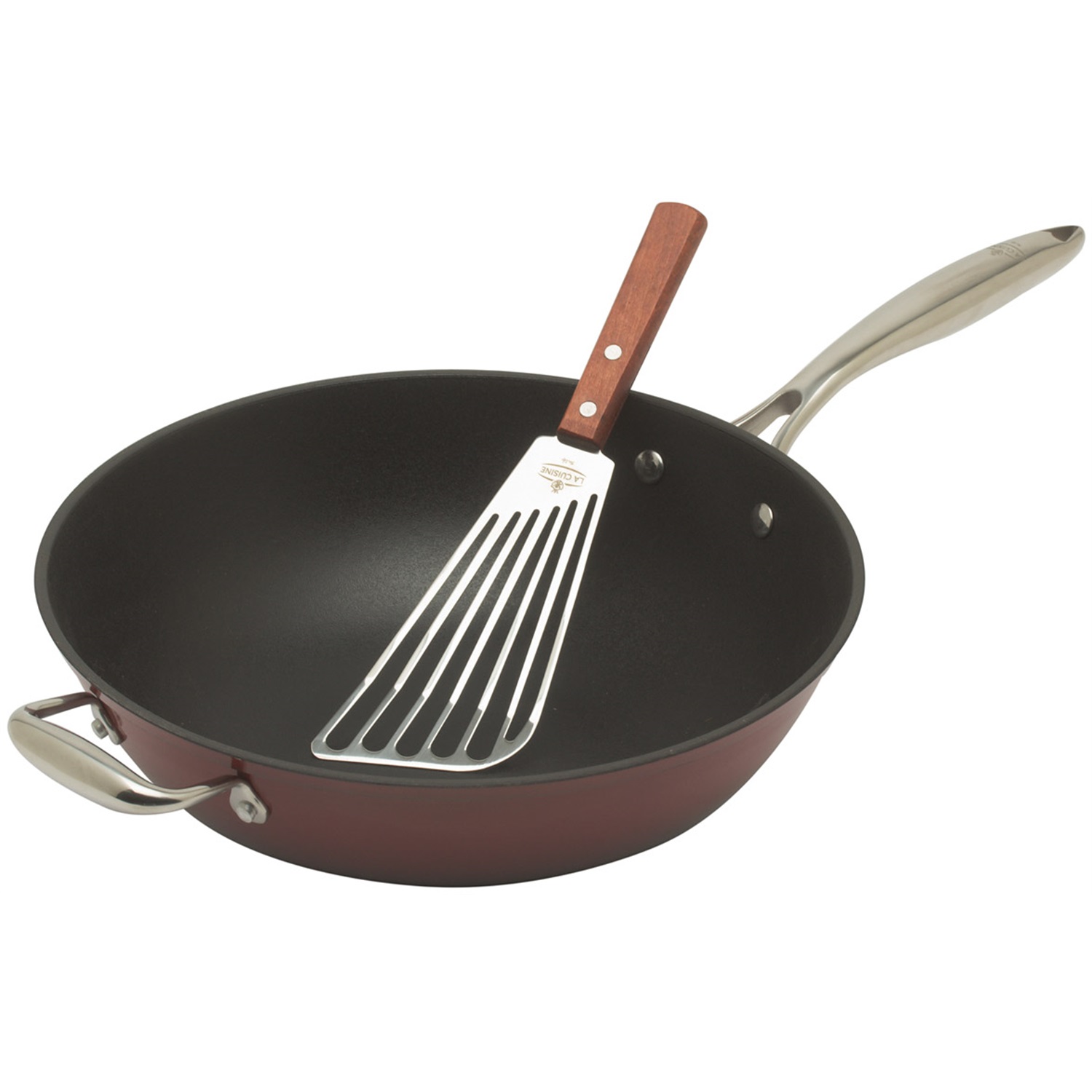 la cuisine wok met spatel 30cm rood