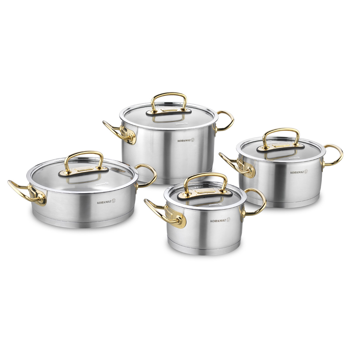 korkmaz-proline-pannenset-met-glasdeksels,-4-delig-goud