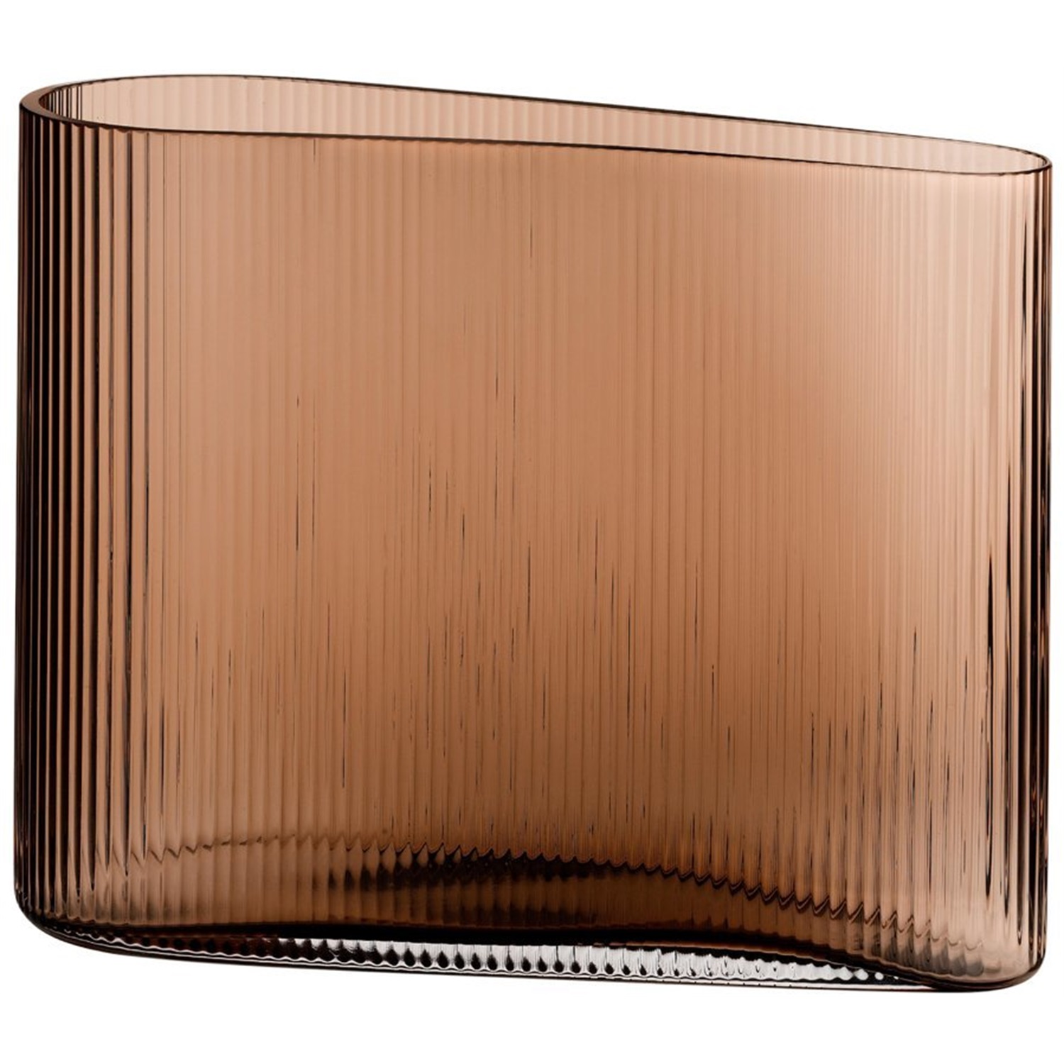 nude mist vaas laag 27x10cm caramel bruin