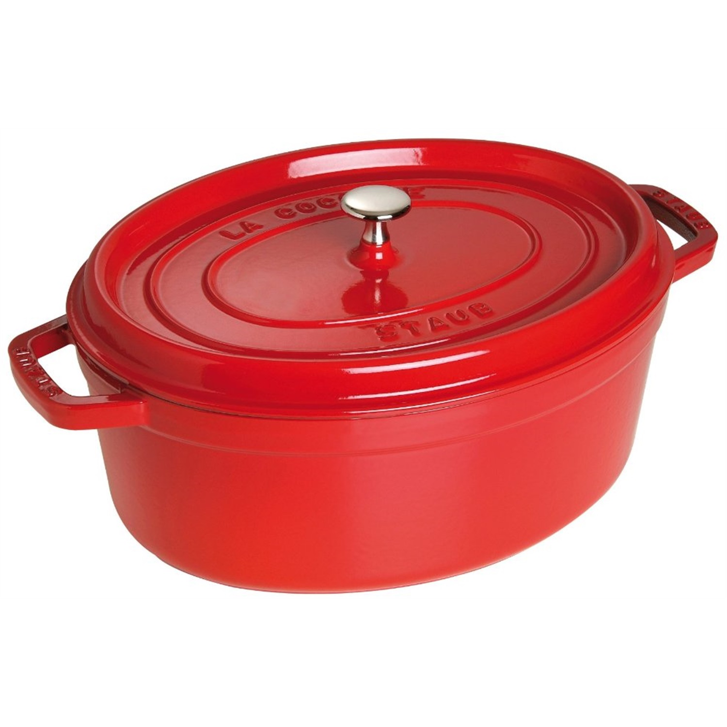 staub ovale braadpan 37cm rood