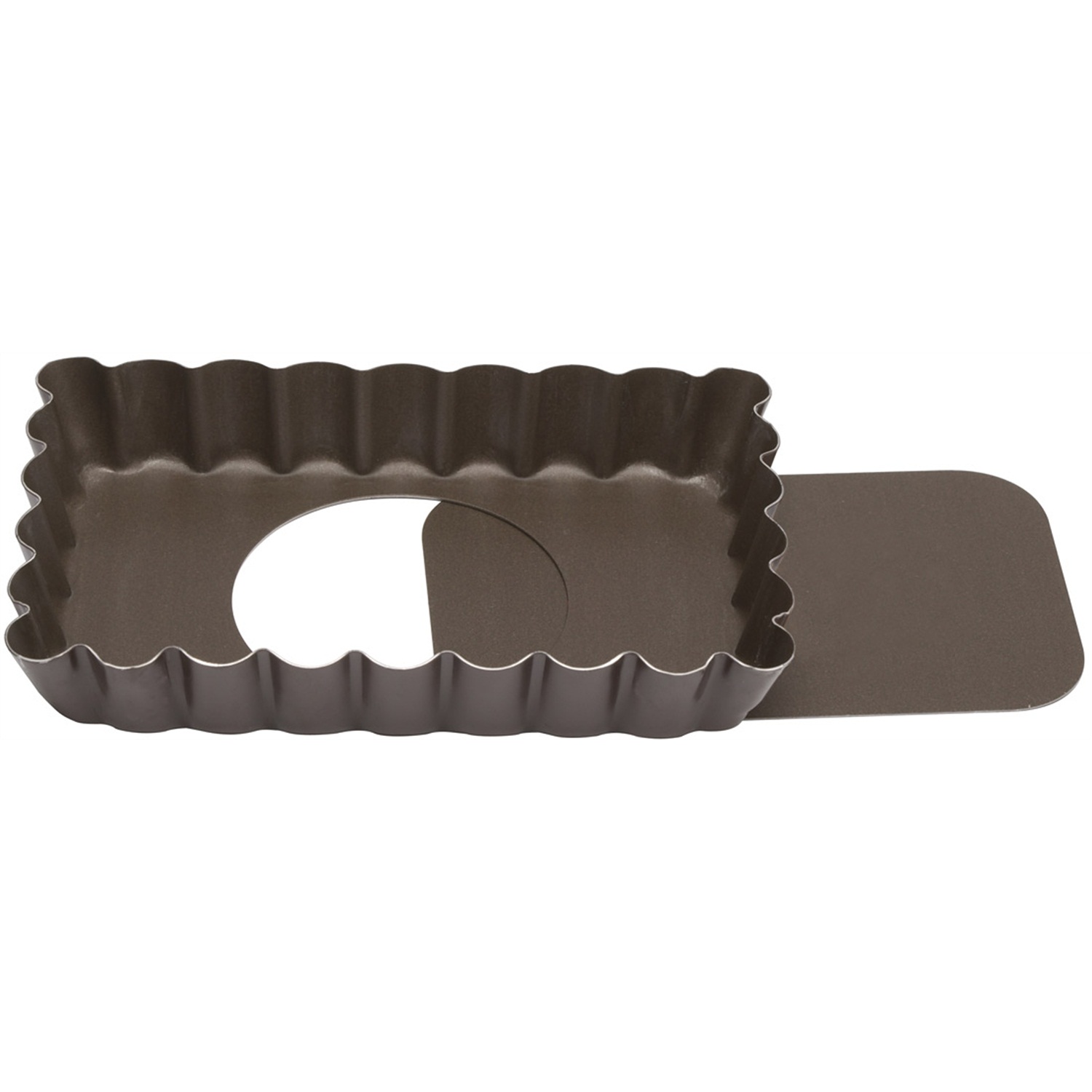 gobel tartelettevorm met uitneembare bodem 13x8cm bruin staal