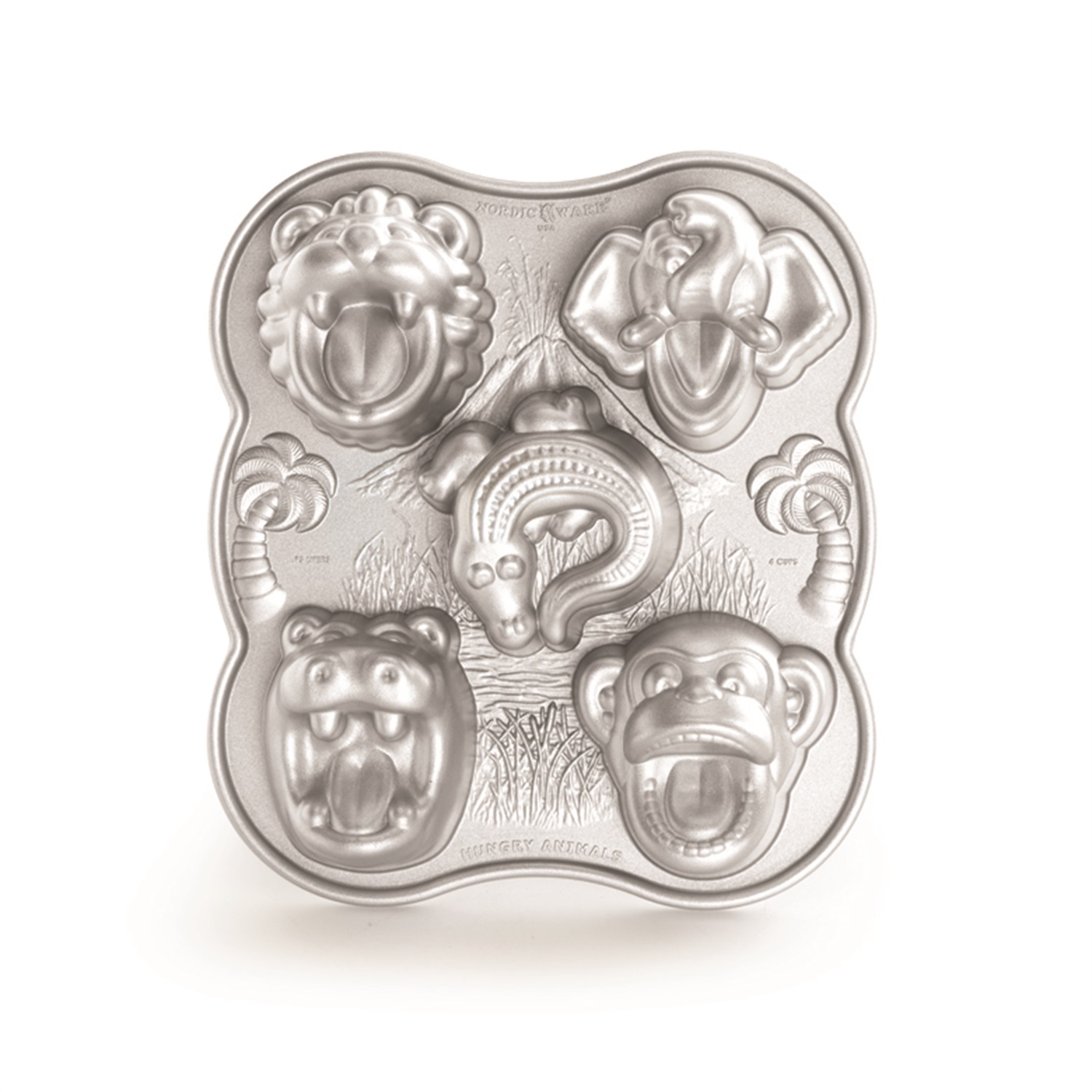 nordic ware hungry animals cakelet met ijsvorm 5 vaks zilver