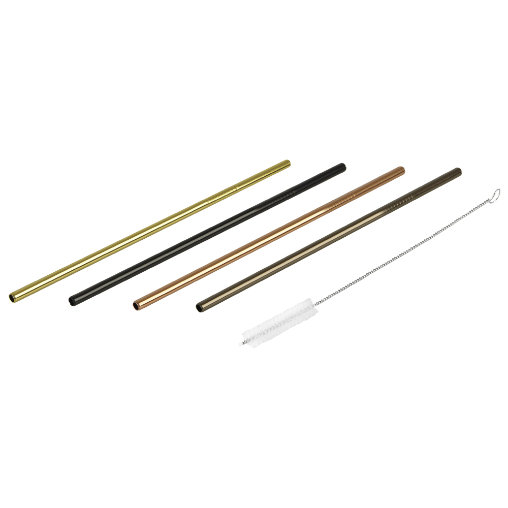 grilo herbruikbare rietjes met schoonmaakborstel 4 stuks rvs