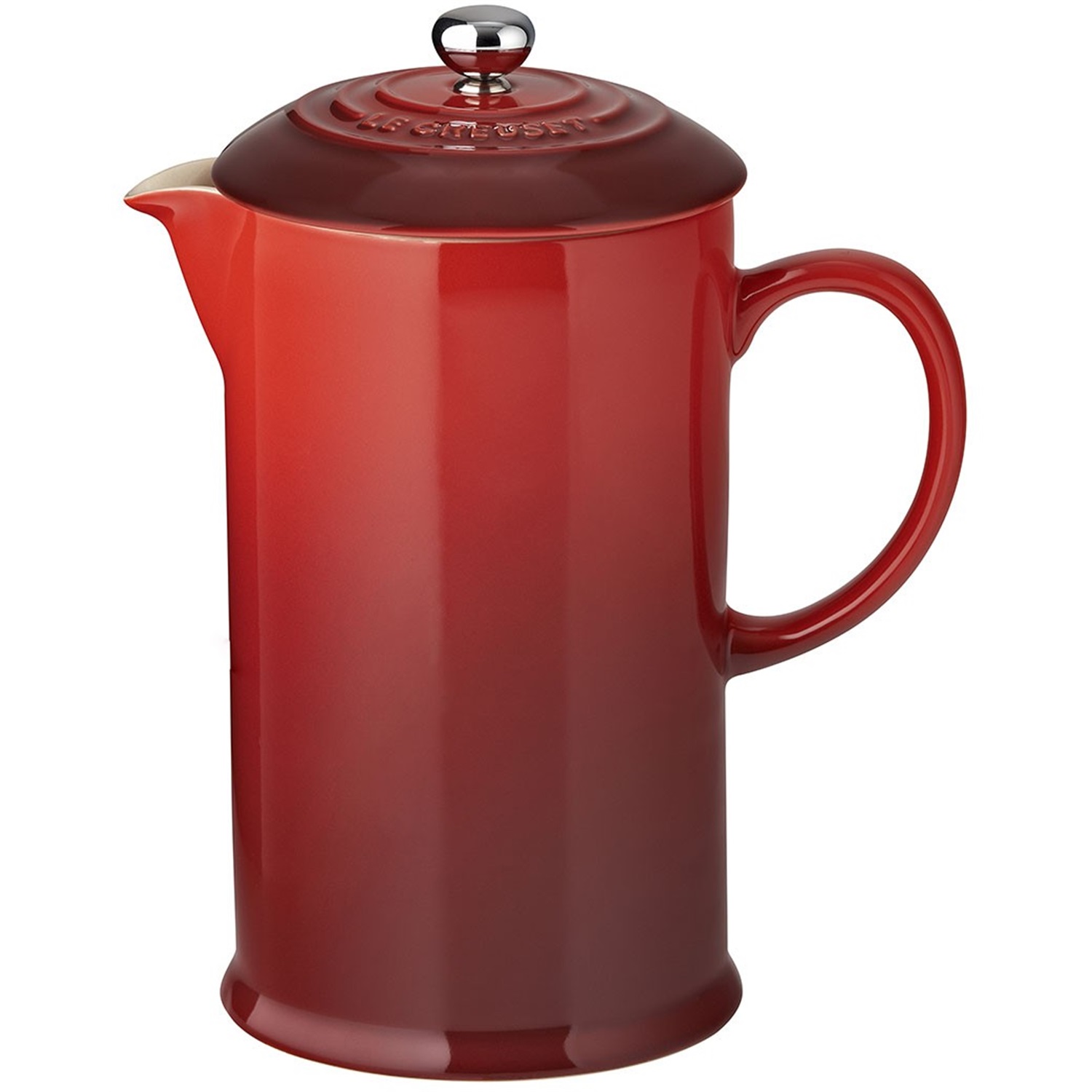 le creuset stoneware cafetiere 08l kersenrood