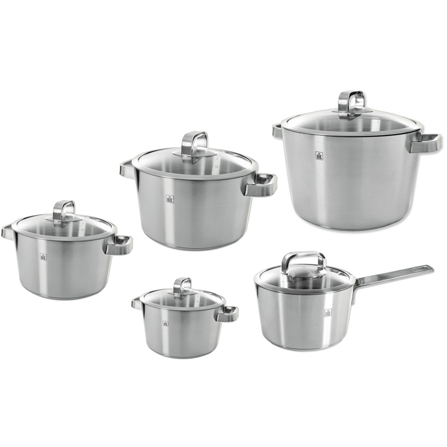 bk conical pannenset met glasdeksels 5 delig