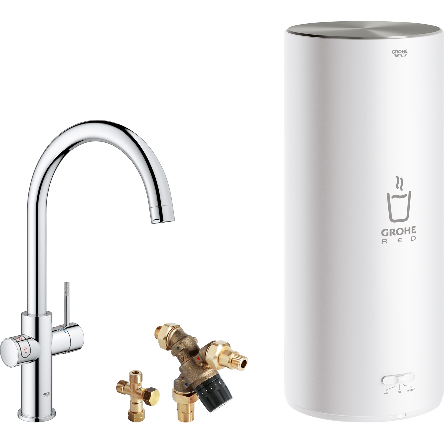 grohe red duo kokendwaterkraan combi boiler met c uitloop en mengventiel 30031001 7l chroom