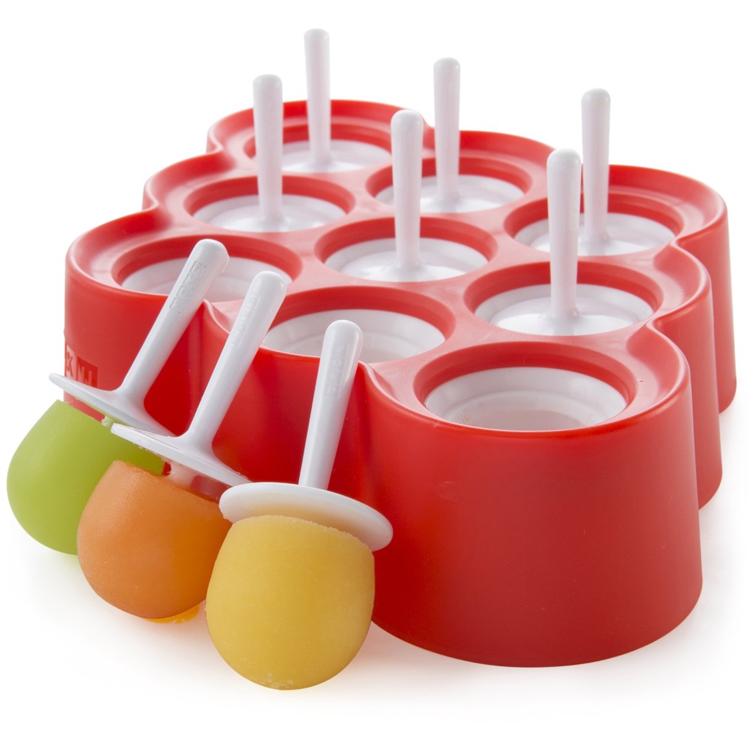 zoku mini round pop ijslollyvorm 9 vaks rood