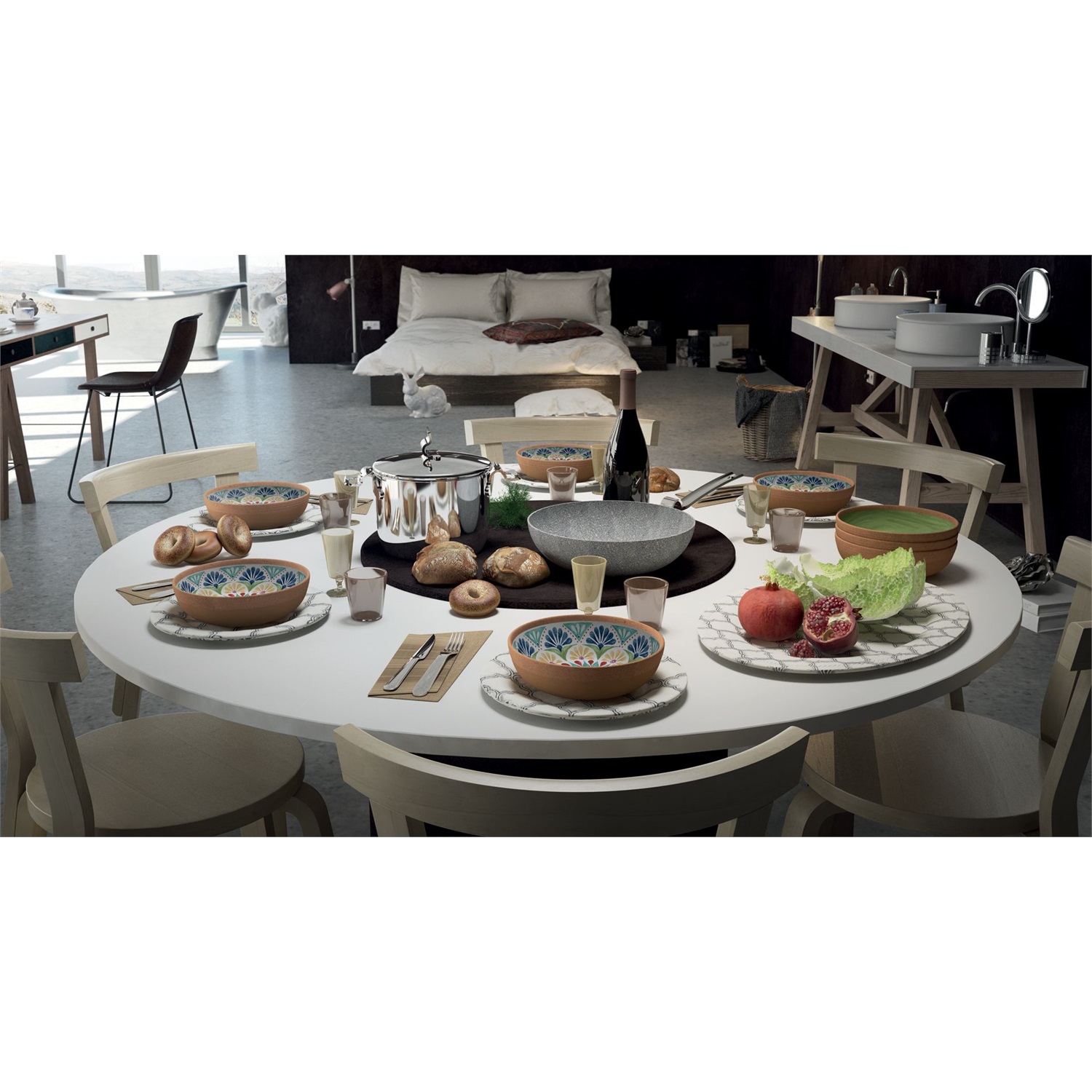 emporio-zani-touch-mel-natural-pastabord-204cm-groen