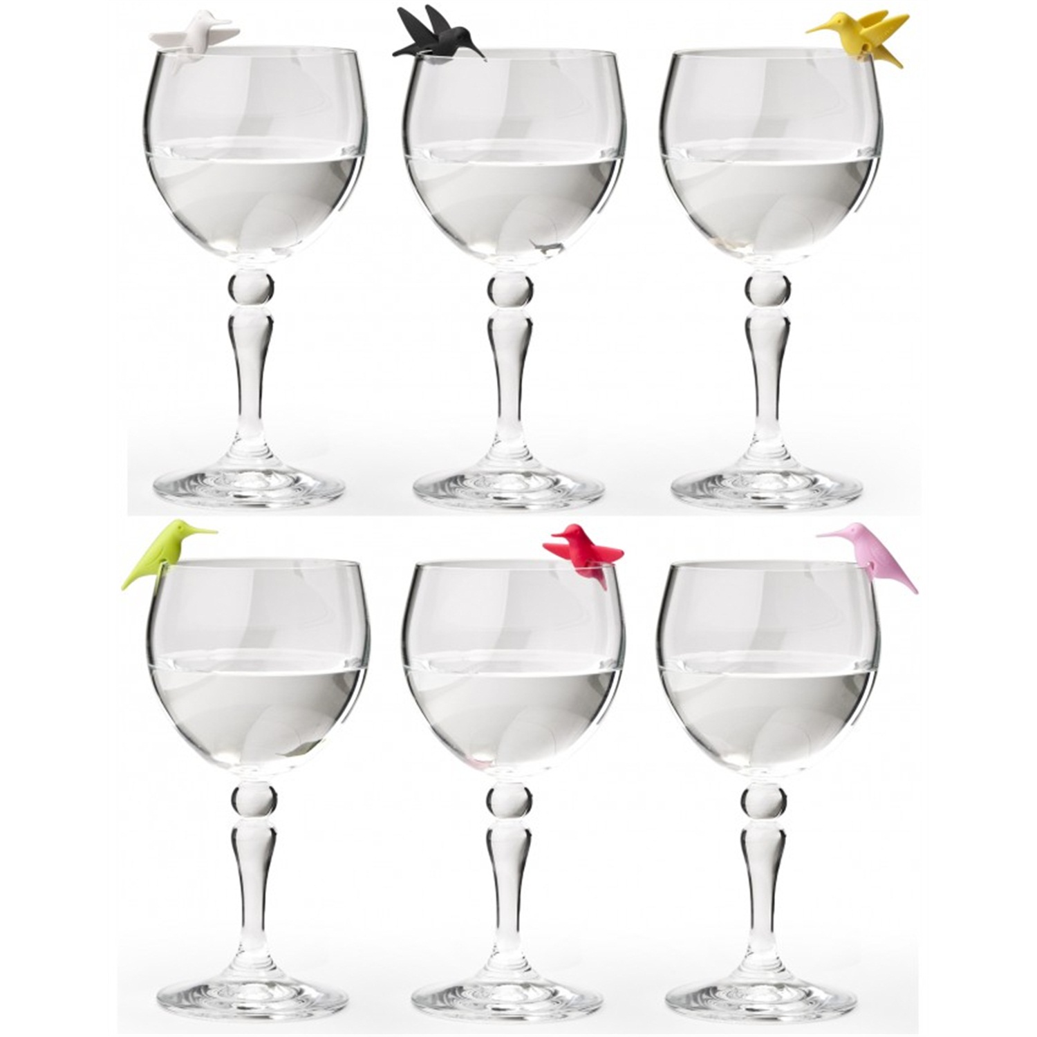 qualy hummingbirds glasmarker 6 stuks