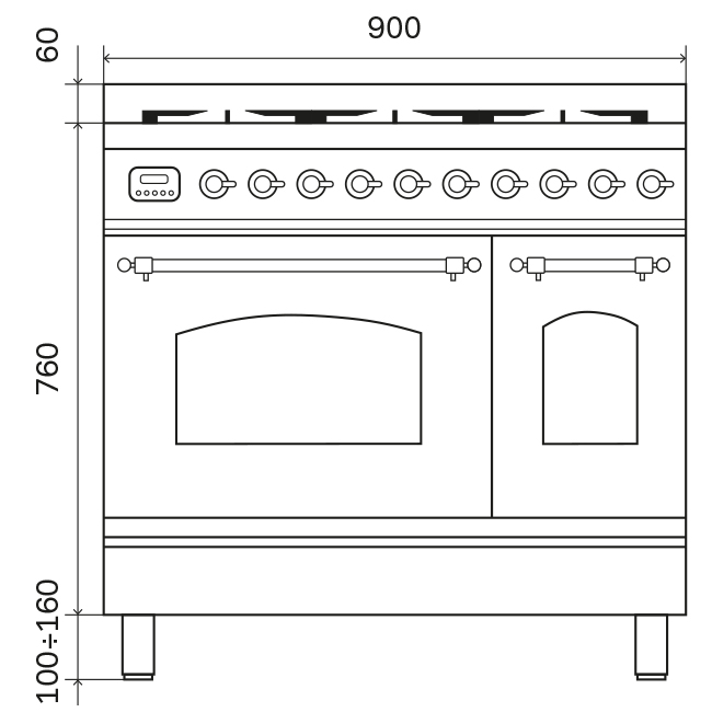 ilve-nostalgie-inductiefornuis-pdi096ne3mgc-90cm-grafiet-mat