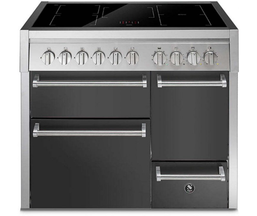 steel genesi gq10sff d 5fi solid door inductiefornuis 100cm antraciet