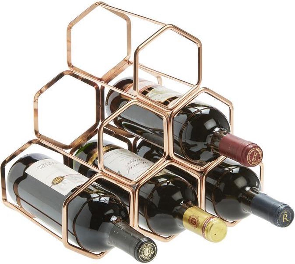 rta-traditional-wijnrek-hexagon-6-flessen-rose-goudkleurig