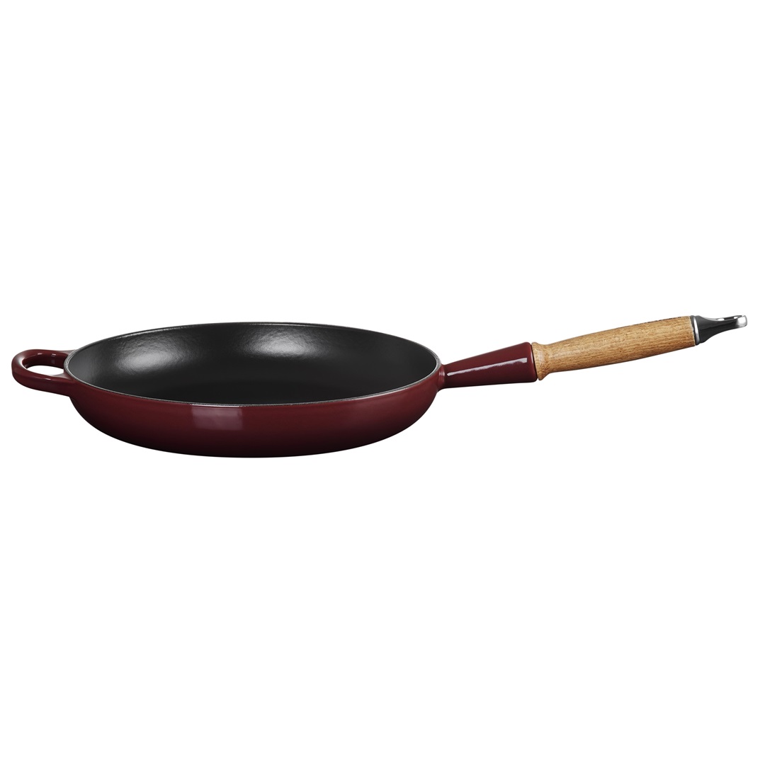 le creuset signature koekenpan met houten steel 28cm rhone