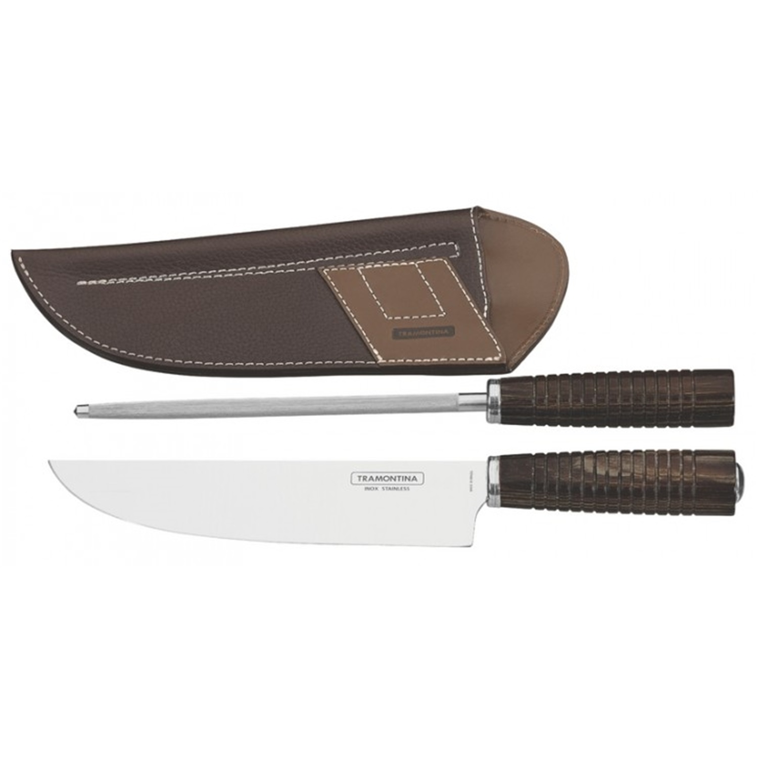 tramontina-churrasco-gesmeed-vleesmes-met-messenslijper-en-beschermer-bruin