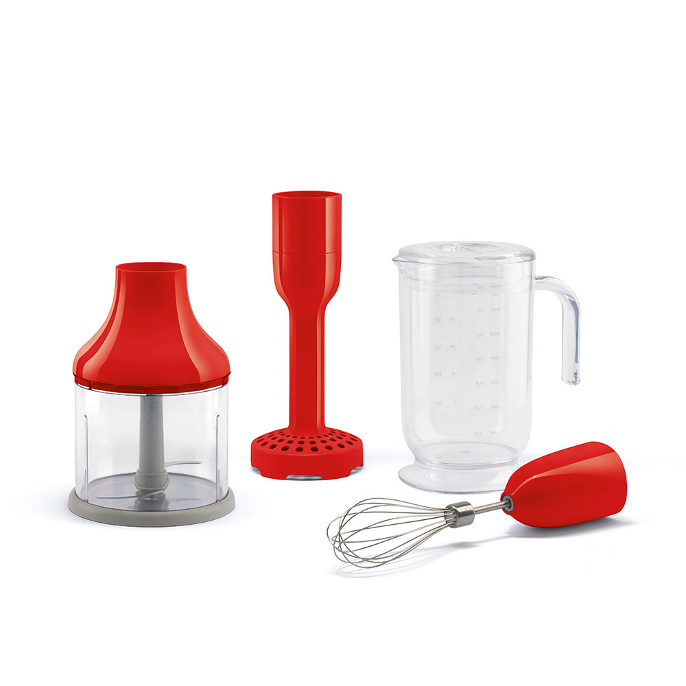 smeg staafmixer accessoireset hbac11rd 4 delig rood