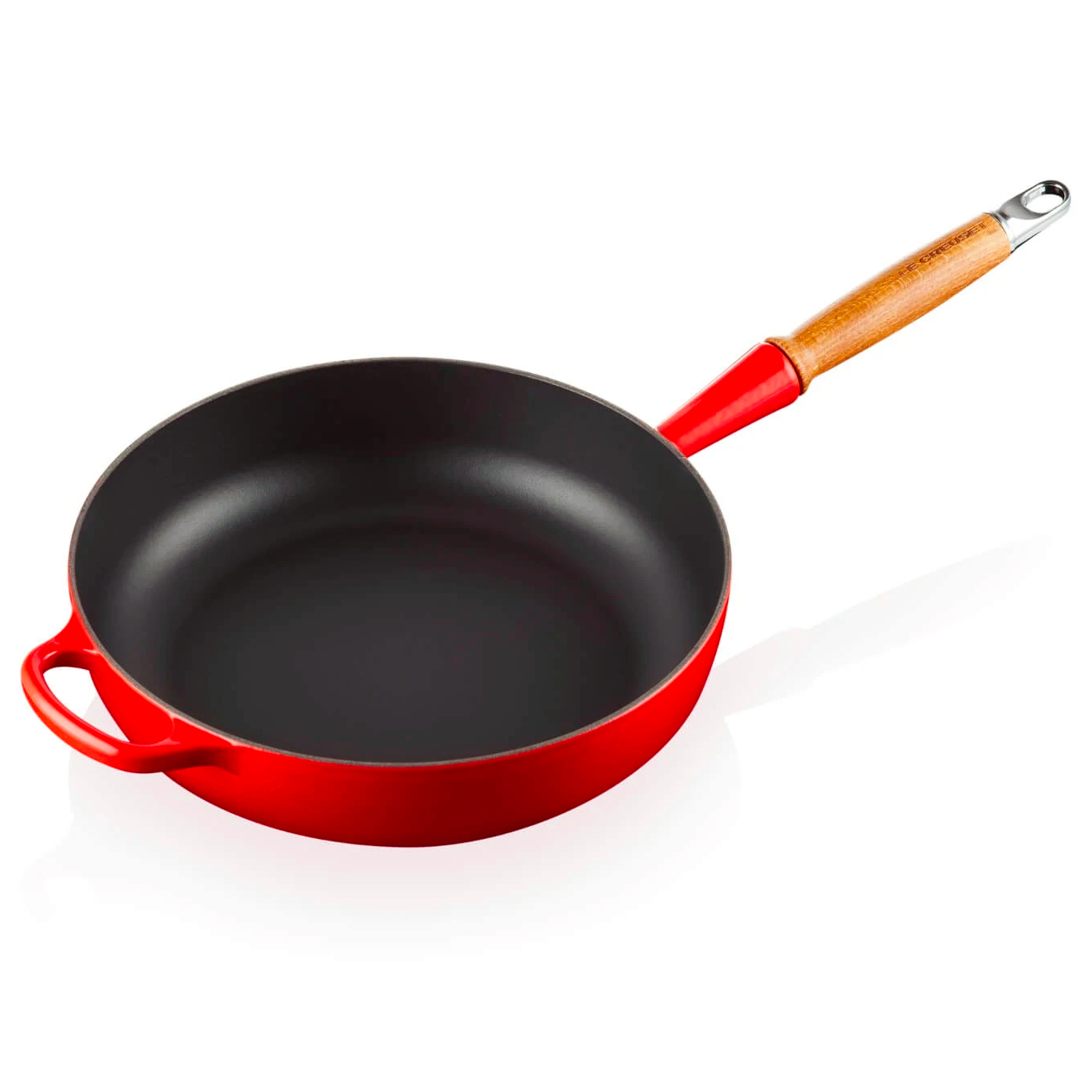 le creuset signature hapjespan met houten steel 28cm kersenrood