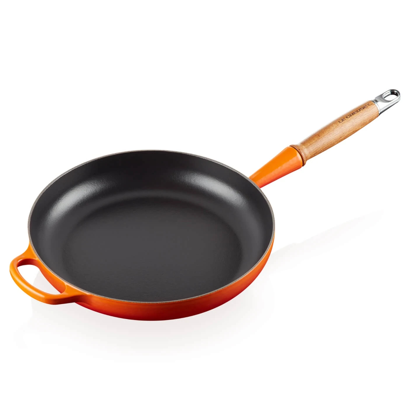 le creuset signature koekenpan met houten steel 26cm oranjerood
