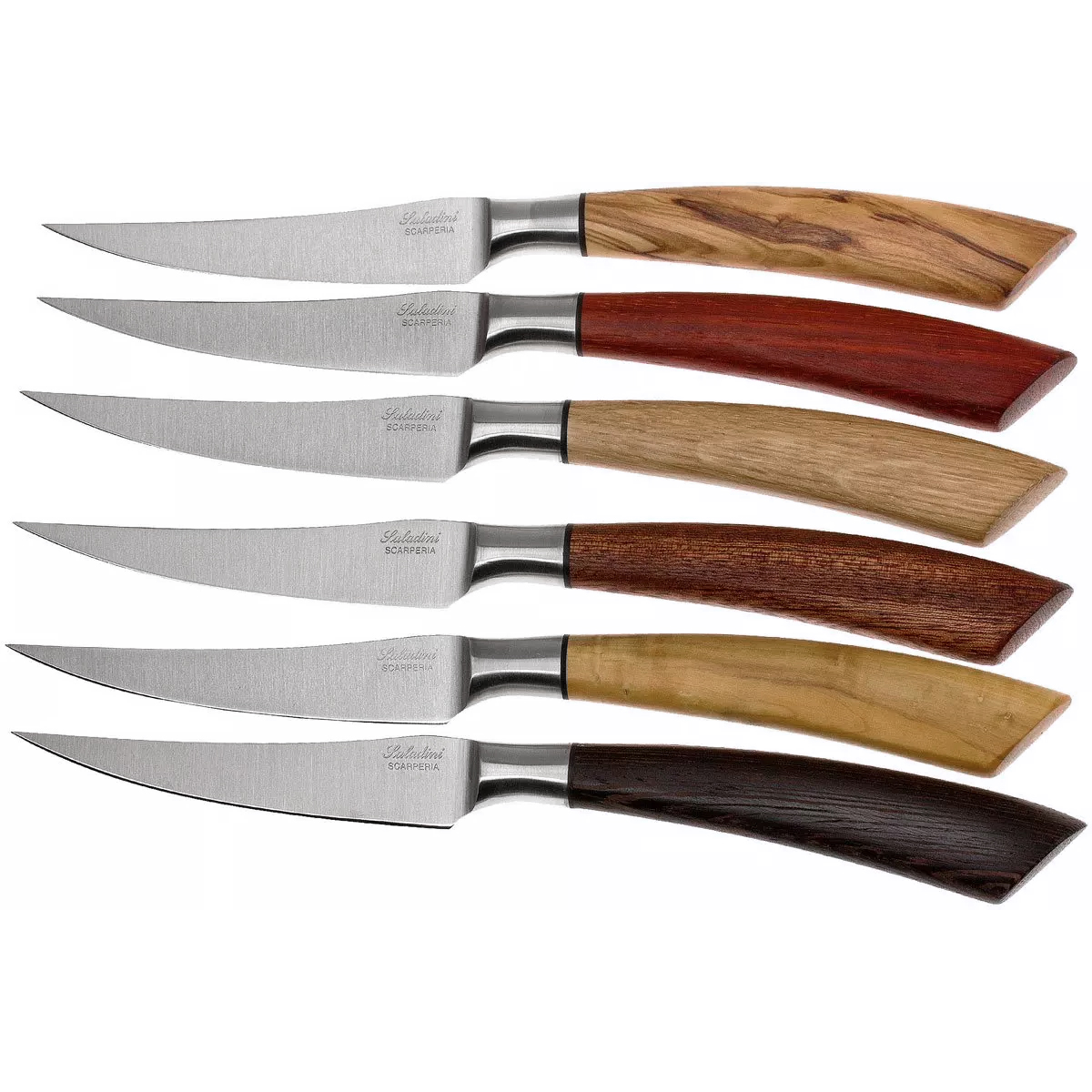 saladini steakmessenset 6 delig 23cm verschillende houtsoorten