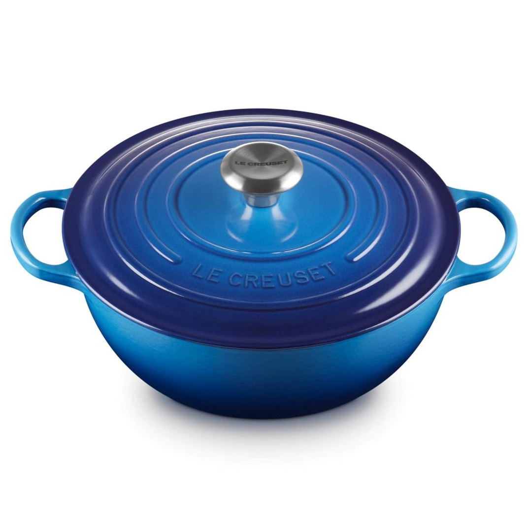 le creuset signature marmite braadpan met zwart email 28cm azure