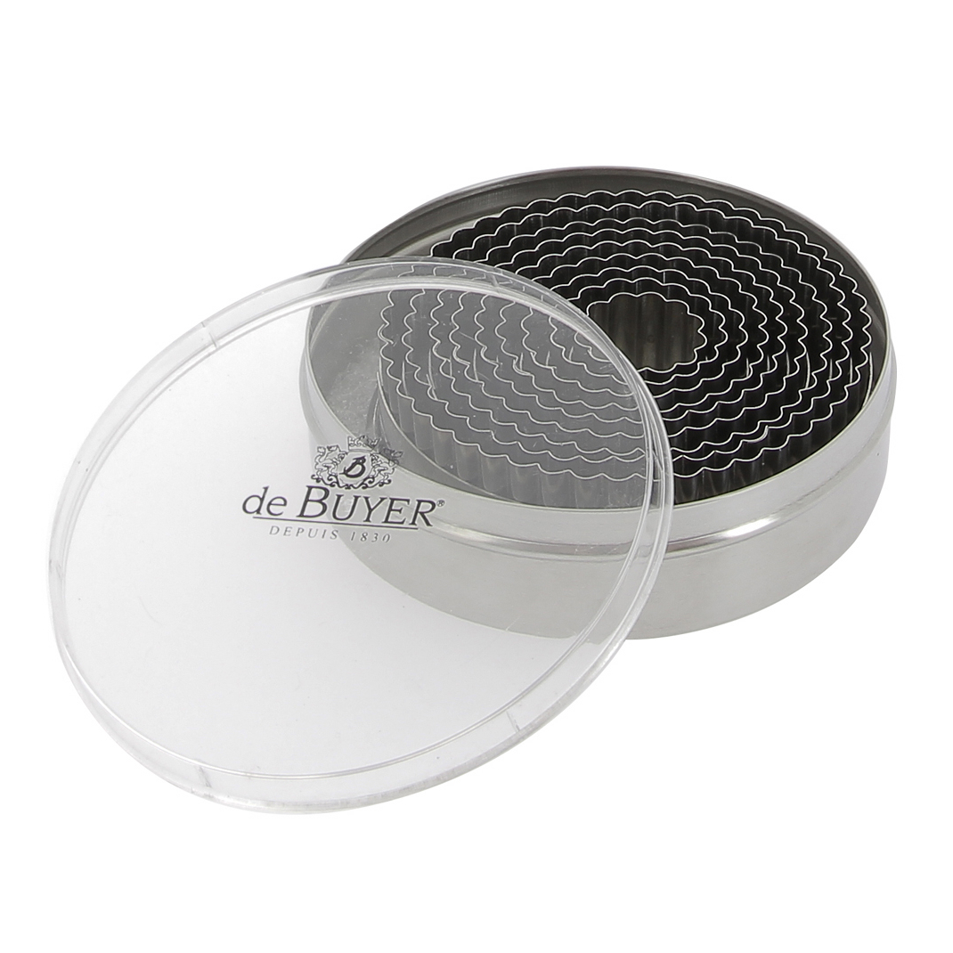 de buyer uitsteekvormenset cirkel gekarteld 332400n 9 delig rvs