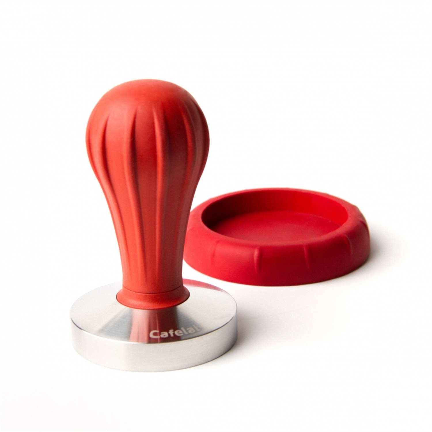 cafelat pillar tamper met houder 58mm rood