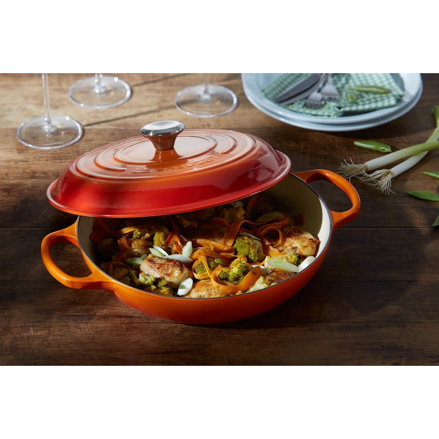 le-creuset-signature-campagnard-braadpan-30cm-oranjerood