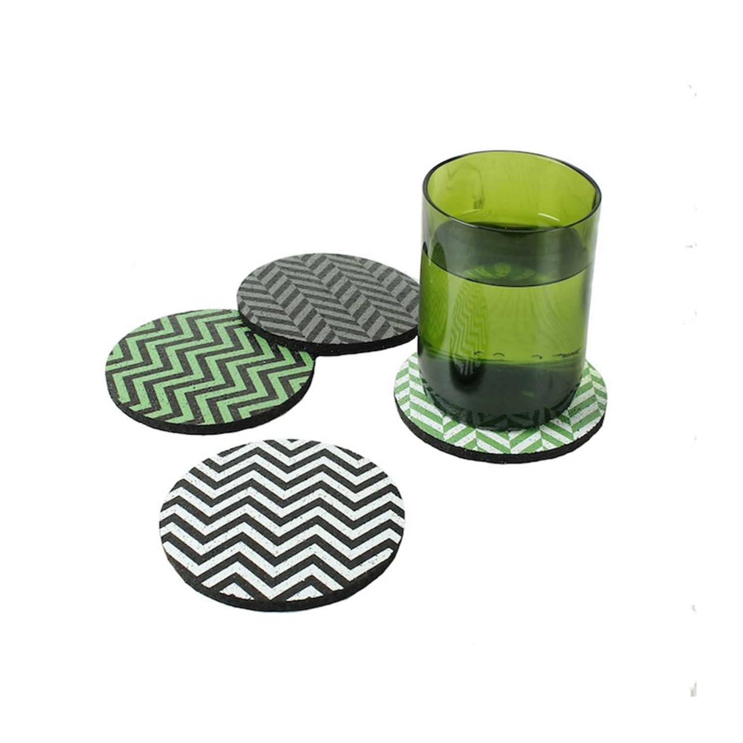 flox-chevron-chartreuse-glasonderzetters-4-stuks-groengrijs-rubber
