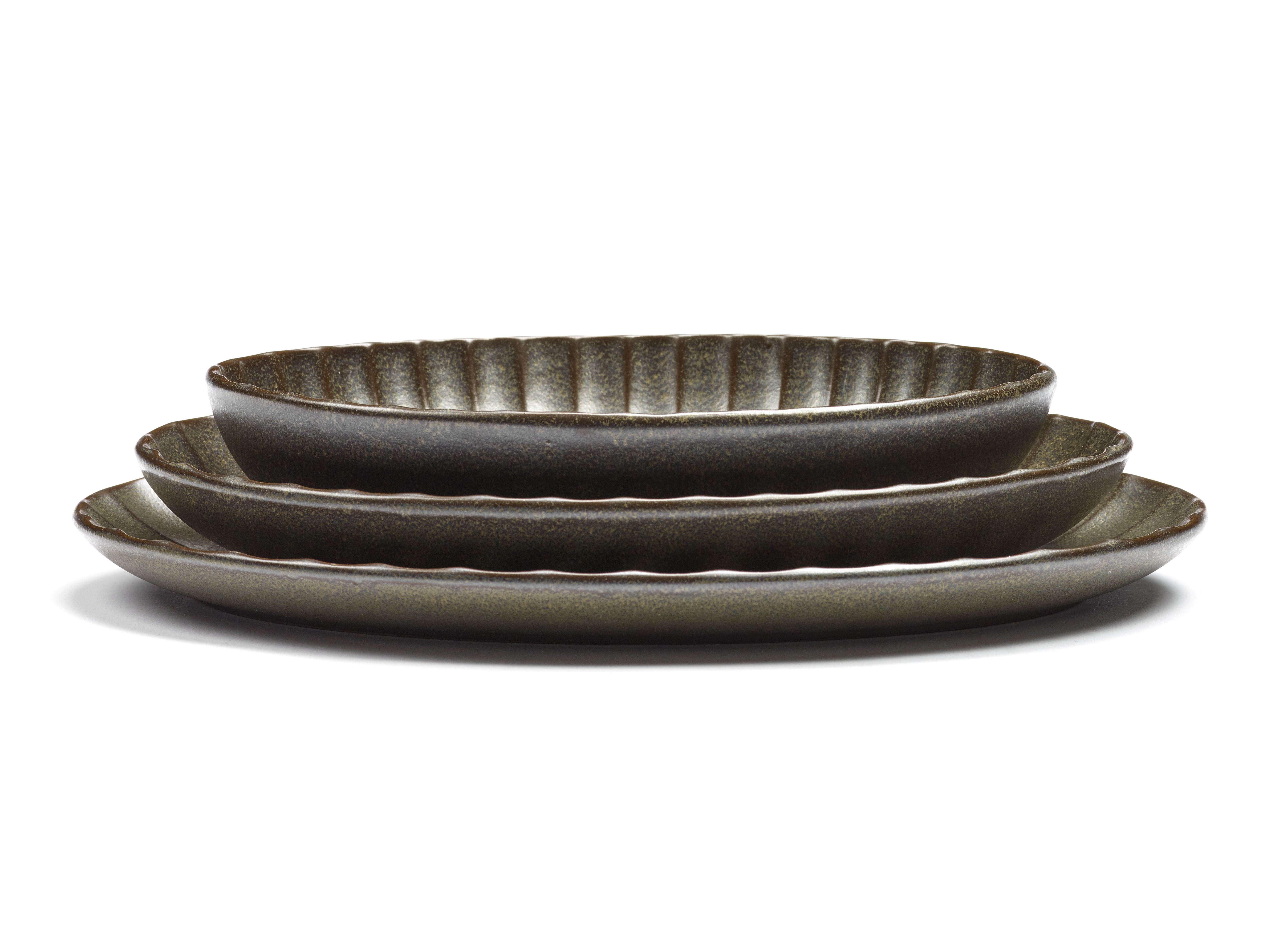 serax-inku-serveerschaal-ovaal-b5120247g-19cm-groen-2-stuks