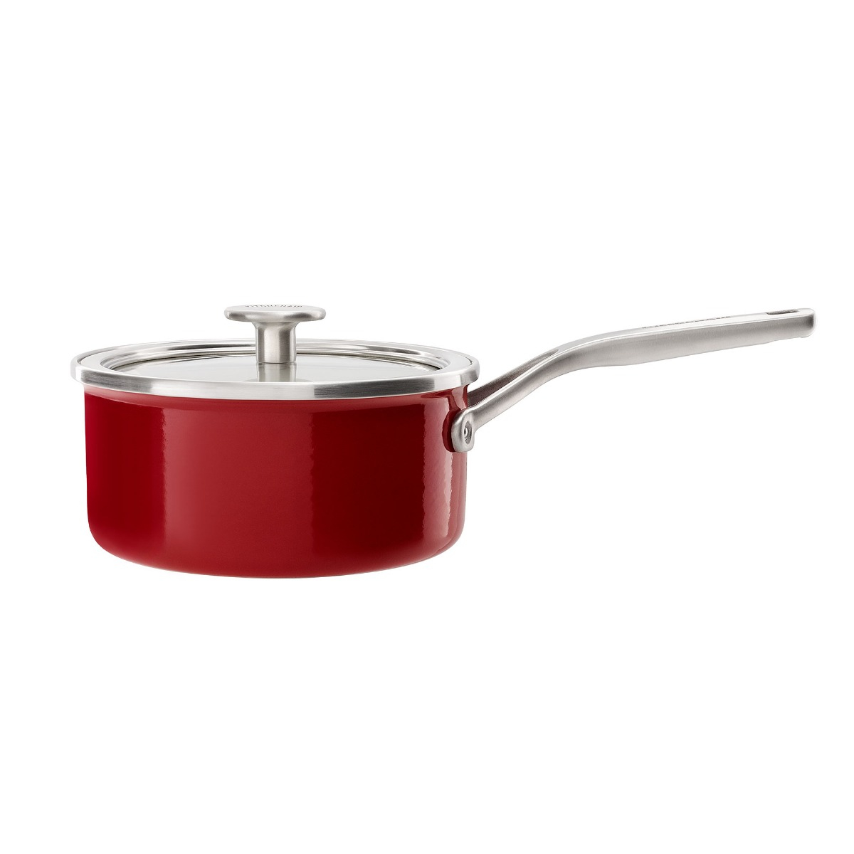 kitchenaid steel core enamel steelpan met glasdeksel 18cm keizerrood