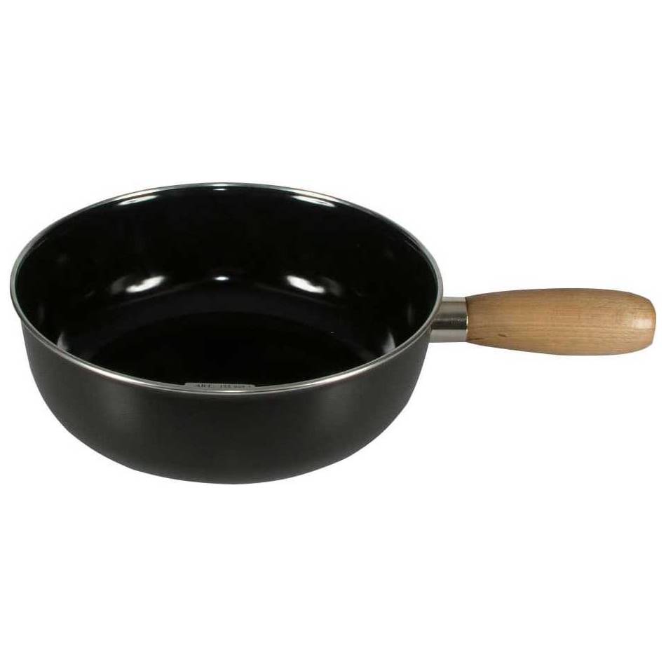 nouvel-chalet-caquelon-zwart-met-houten-handvat-22cm