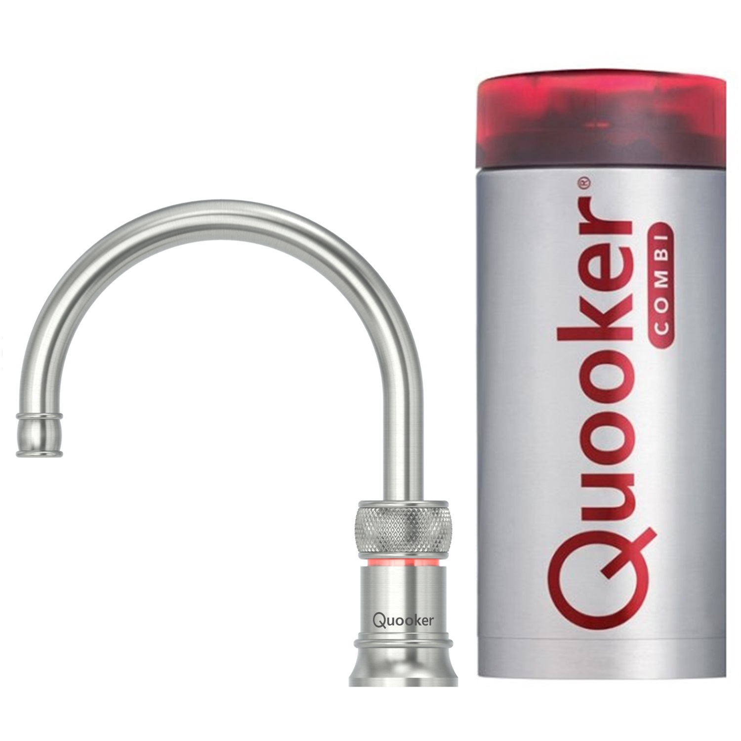 quooker classic nordic round single tap kokendwaterkraan met combi reservoir 22cnrrvs rvs