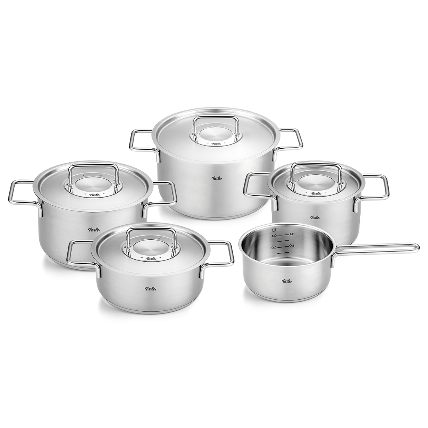 fissler pure collection pannenset met rvs deksels 5 delig