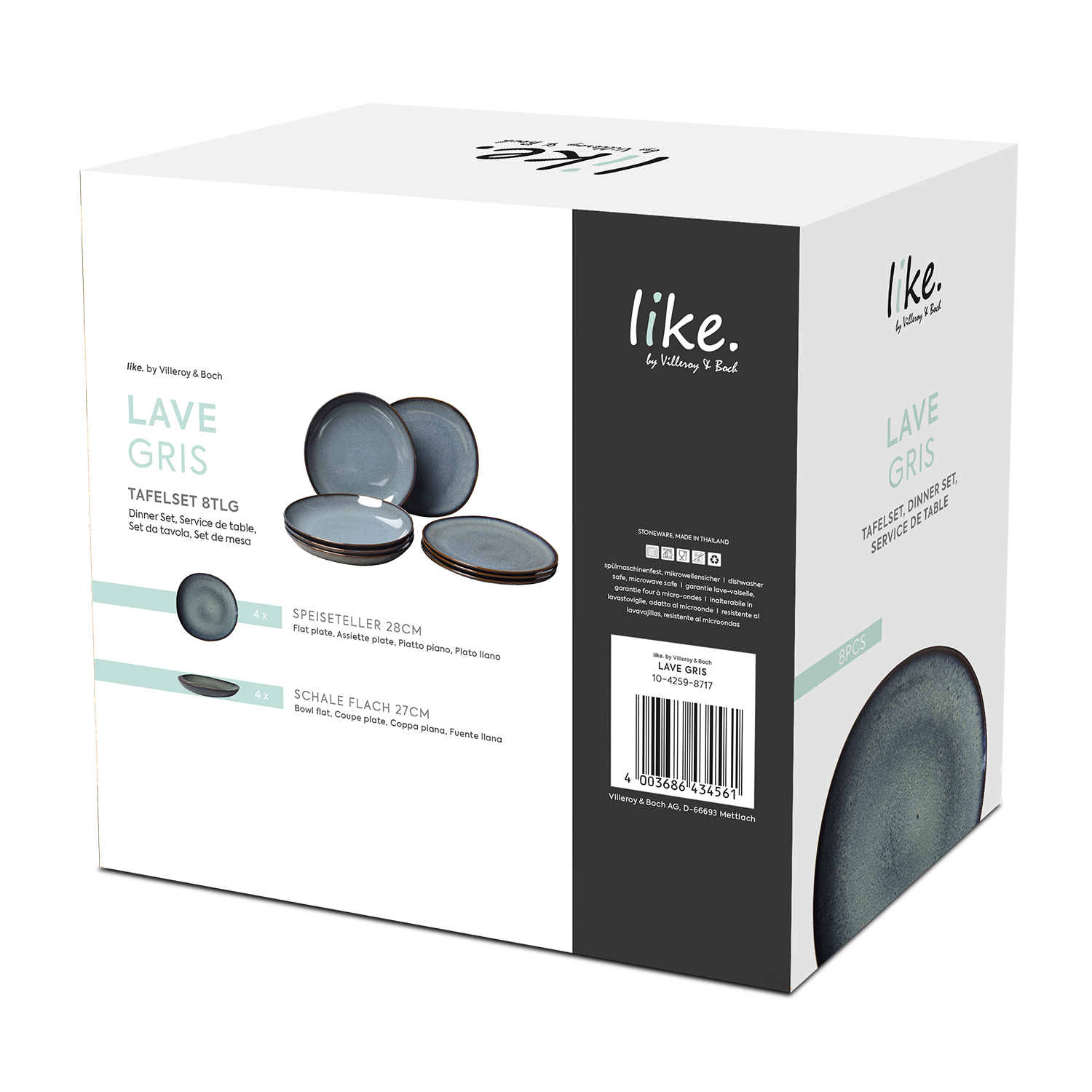 villeroy-boch-lave-dinerbordenset-8-delig-gris