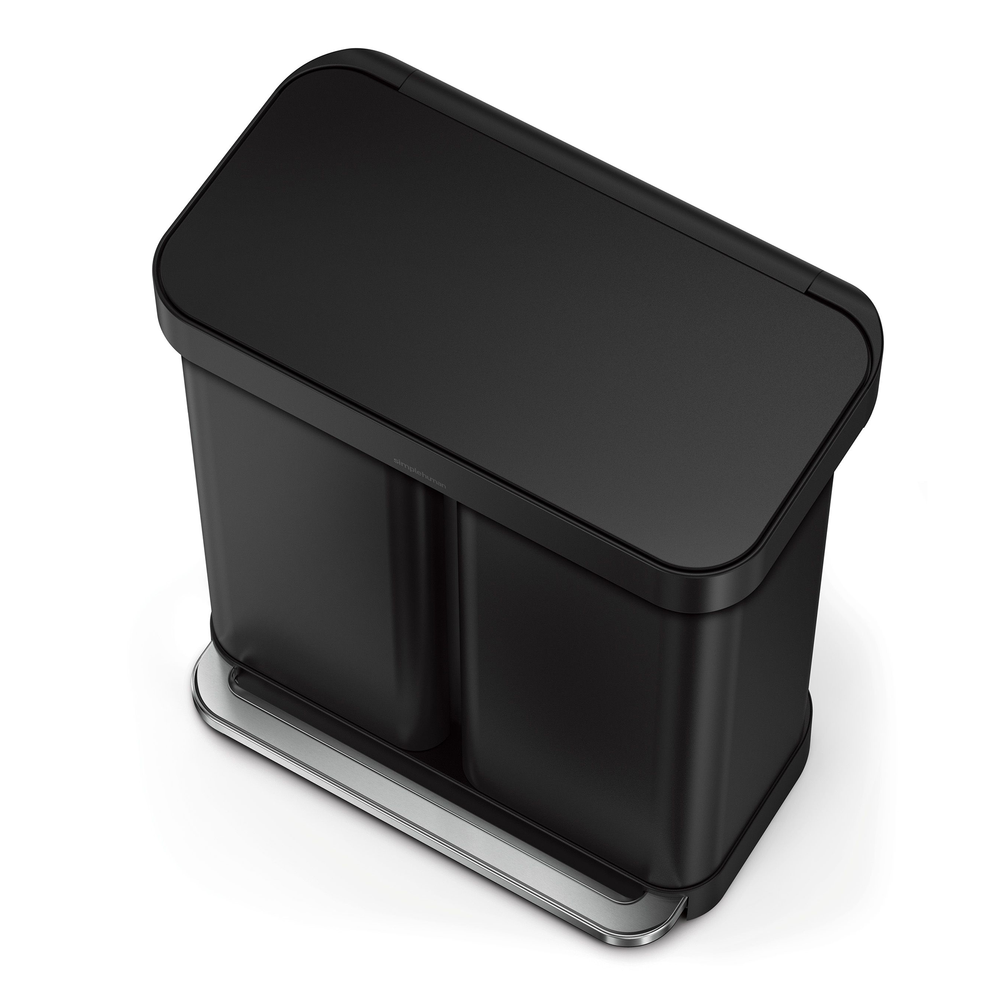 simplehuman-rechthoekige-pedaalemmer-met-recyclevak-34l24l-zwart
