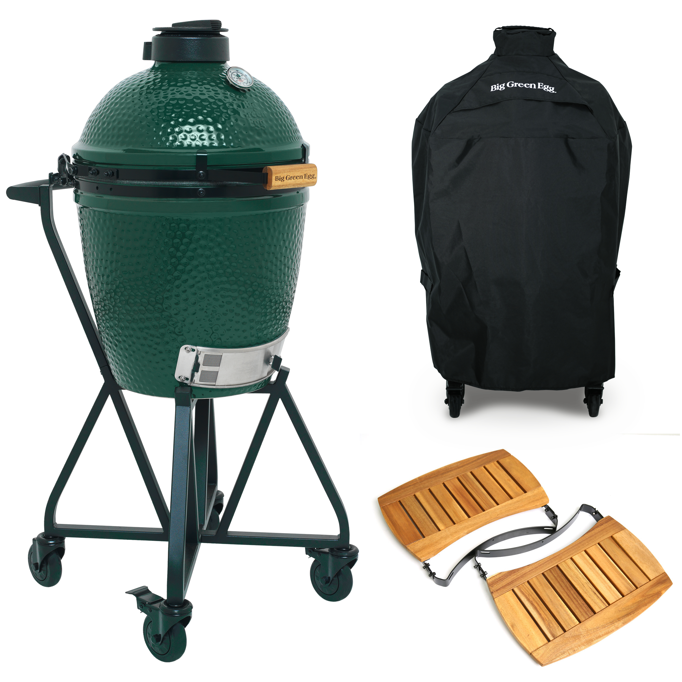 big green egg medium houtskoolbarbecue met integgrated nest handler acacia egg mates en hoes