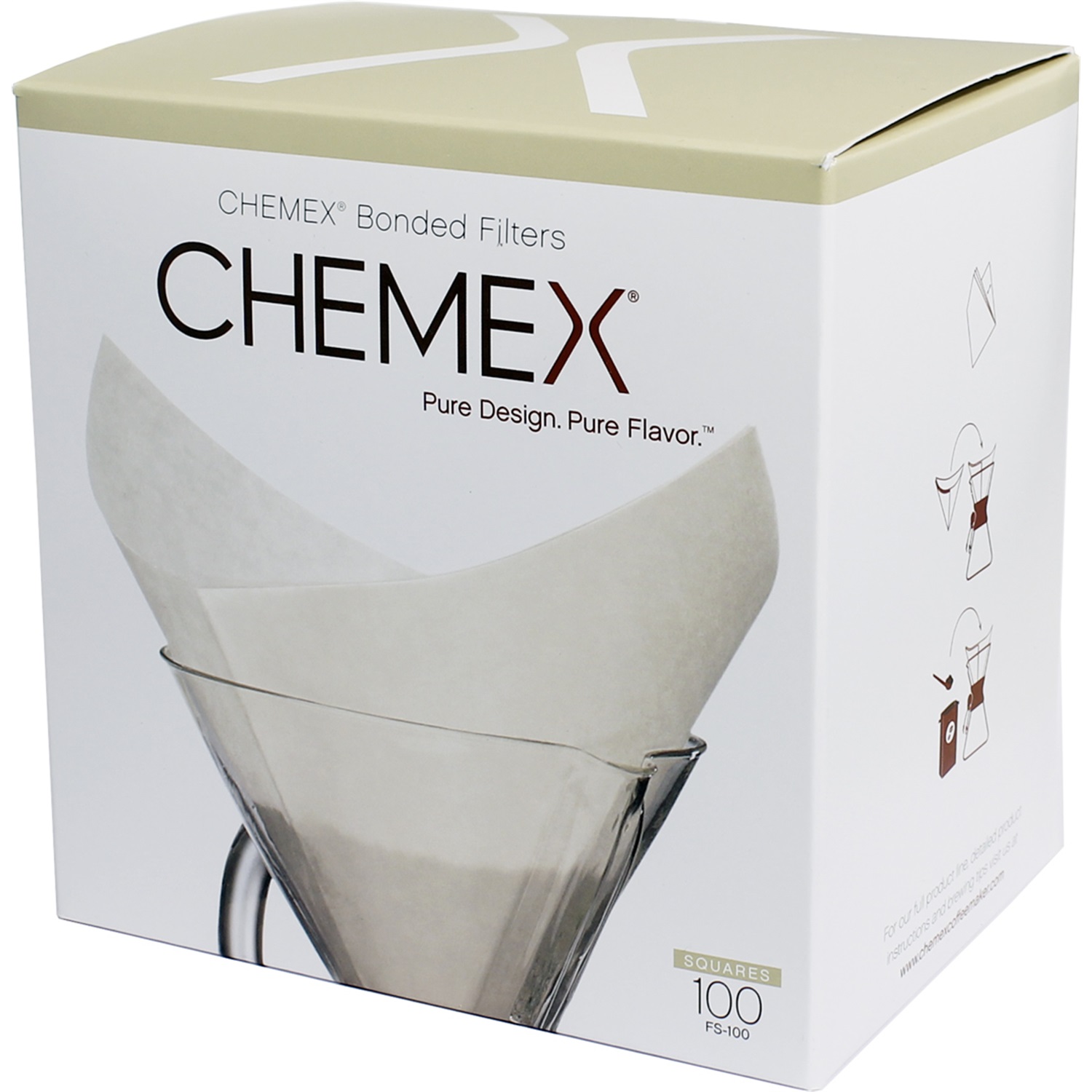 chemex koffiefilters voorgevouwen vierkant fs 100 100 stuks