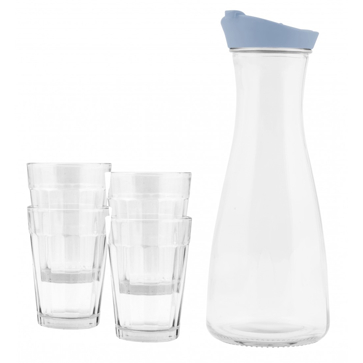 kookpunt karaf met 4 glazen blauw