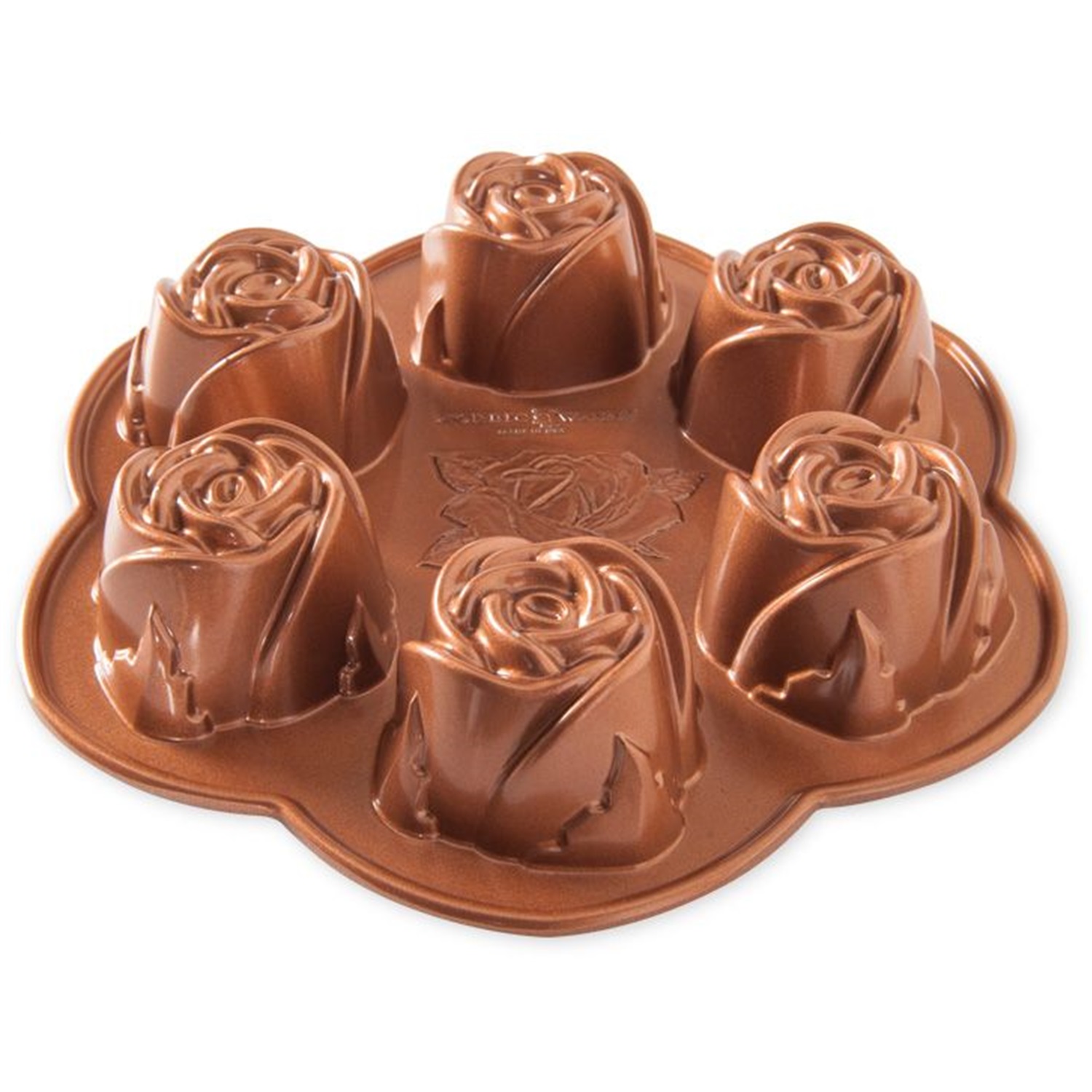 nordic ware platinum rosebud bakvorm 6 vaks koper