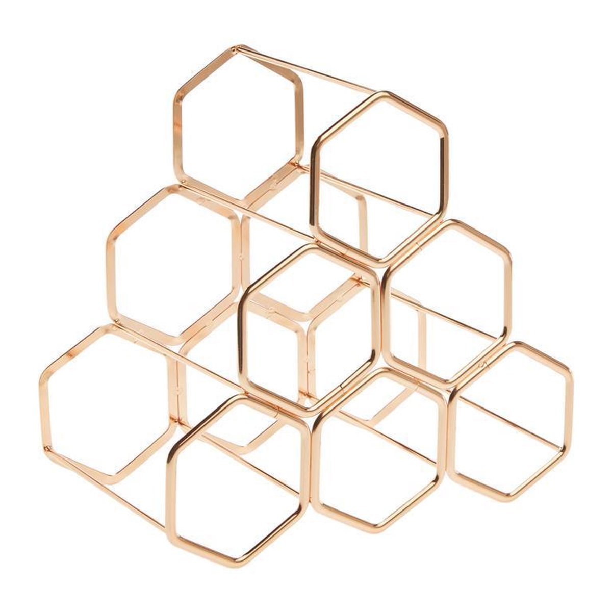 rta traditional wijnrek hexagon 6 flessen rose goudkleurig