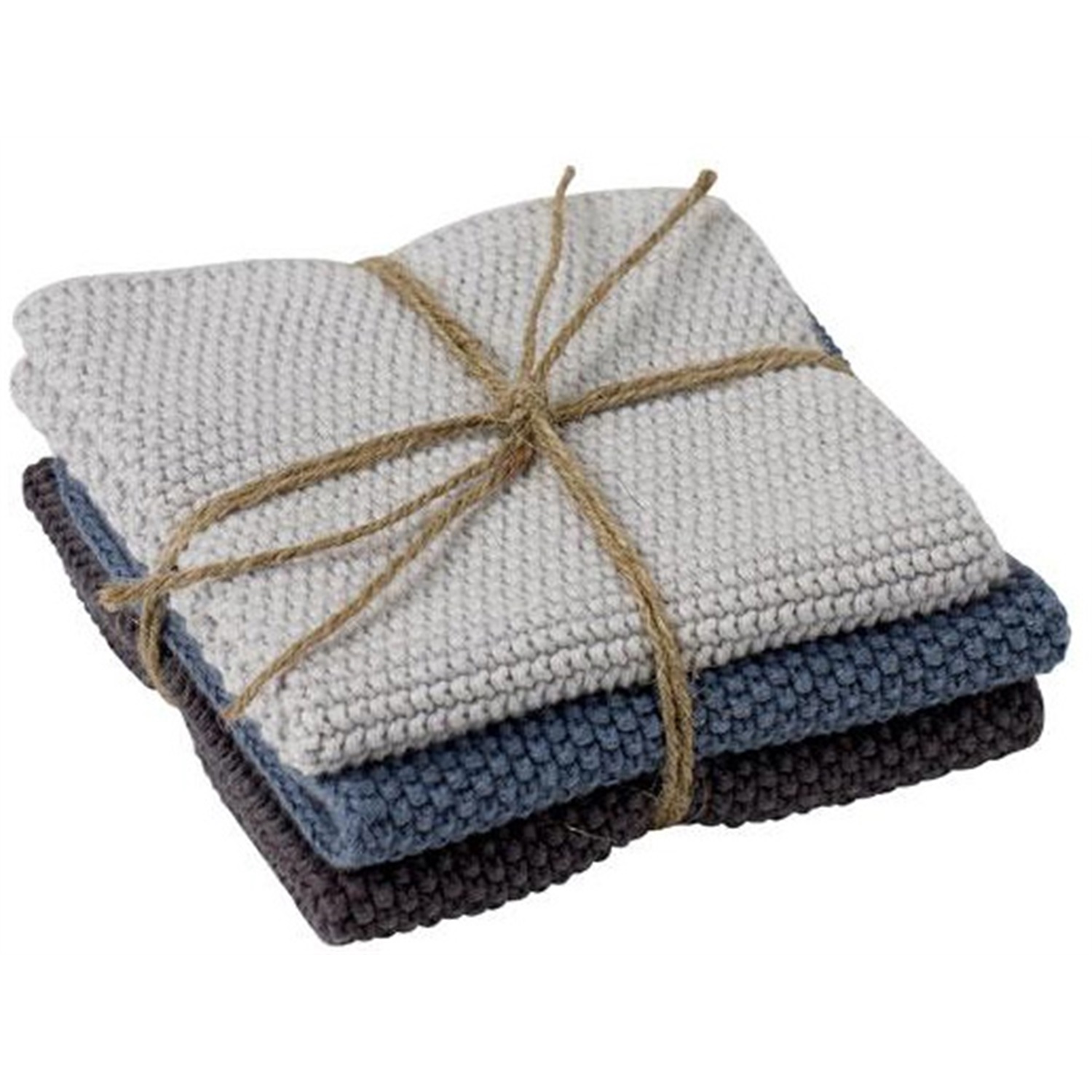 sodahl knitted kitchen vaatdoeken 25x25cm 3 stuks grijs