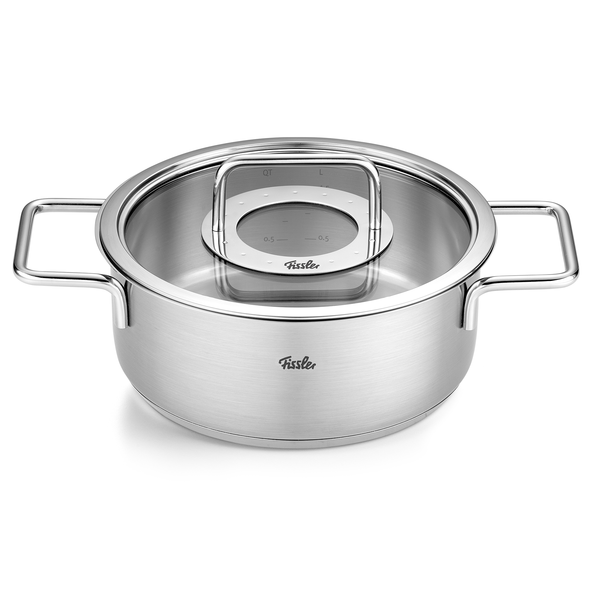 fissler pure collection kookpan laag met glasdeksel 20cm