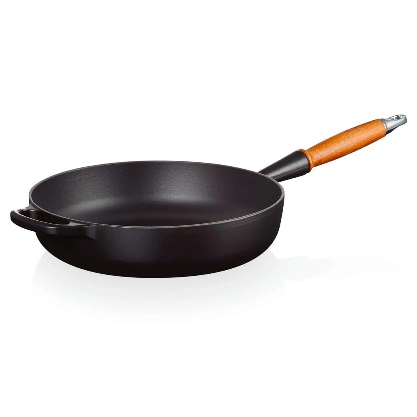 le-creuset-signature-hapjespan-met-houten-steel-28cm-mat-zwart