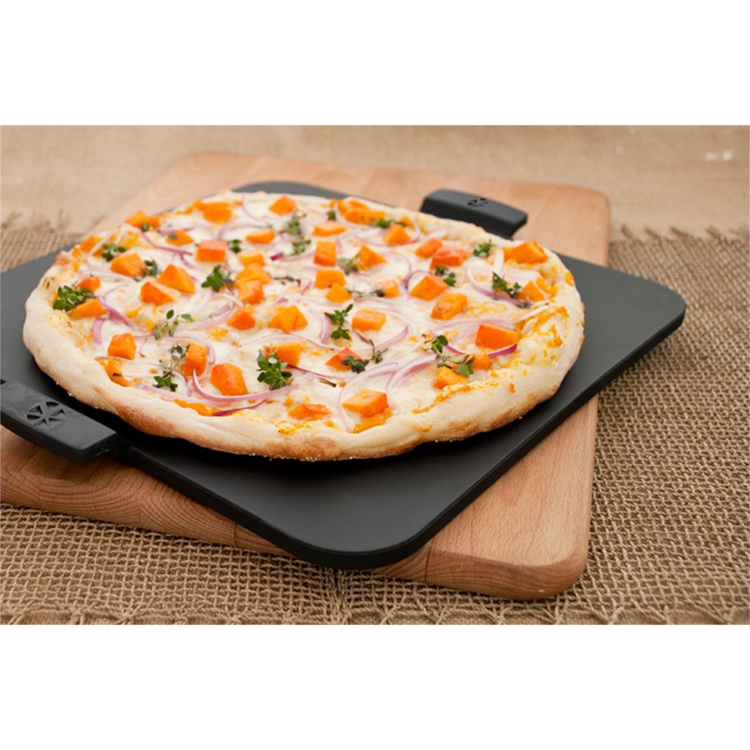 pizzacraft-glazed-pizzasteen-met-handvatten-pc0111-37cm-zwart