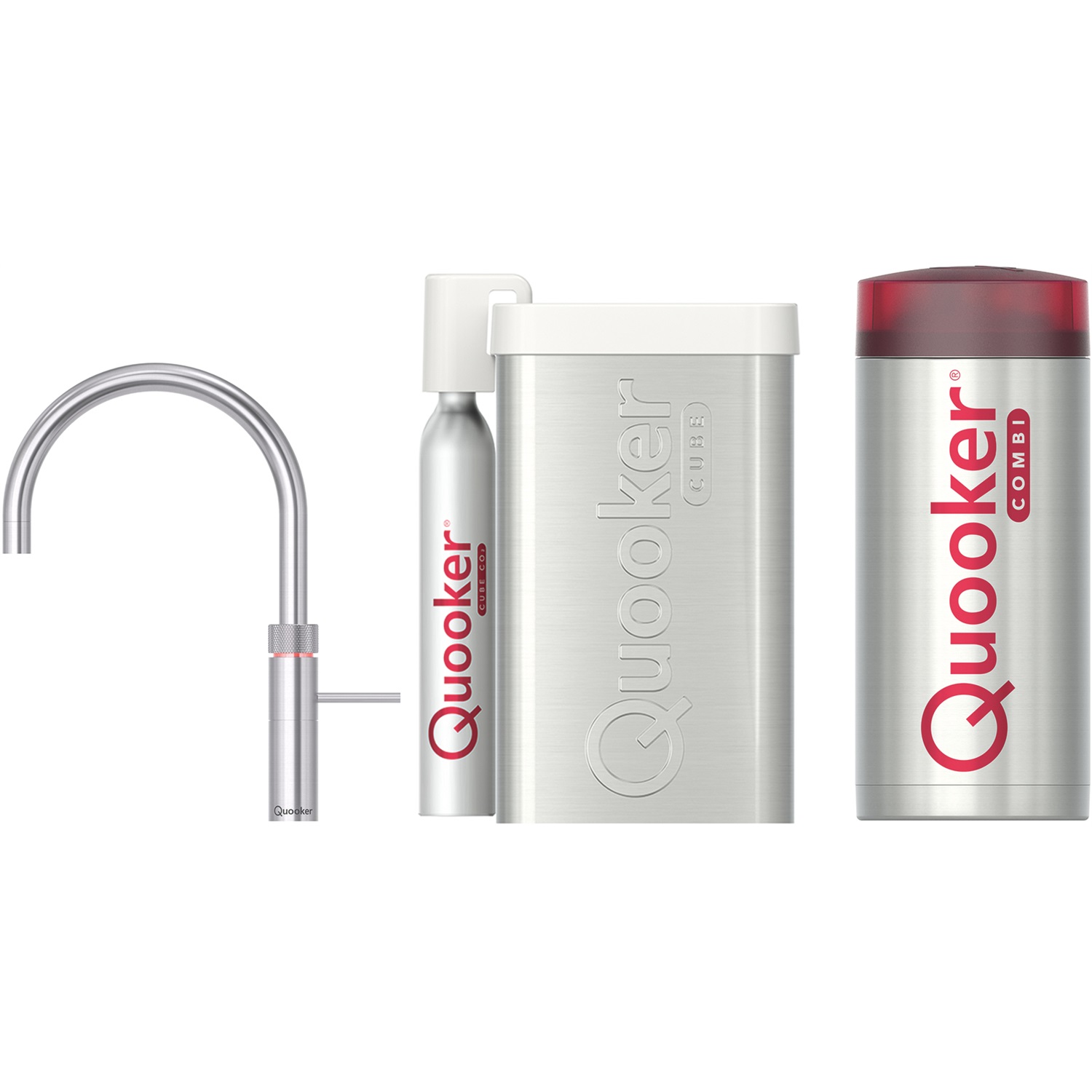 quooker fusion round kokendwaterkraan met combi reservoir en cube 22frrvs cube rvs
