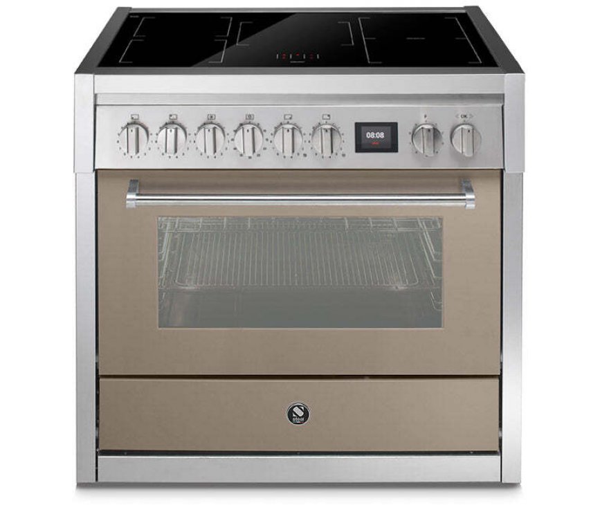 steel genesi gq9s 5fi sa inductiefornuis 90cm taupe