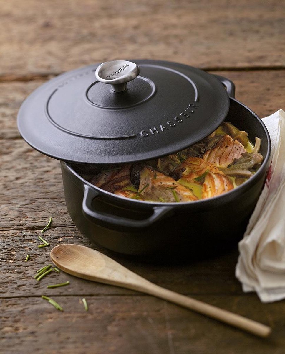 chasseur-braadpan-gietijzer-24cm-mat-zwart