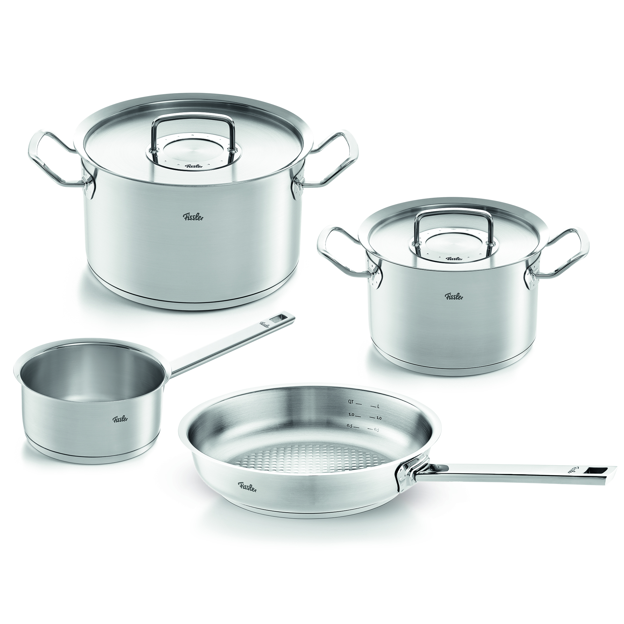 fissler-original-profi-collection-pannenset-met-steelpan,-koekenpan-en-rvs-deksels,-4-delig