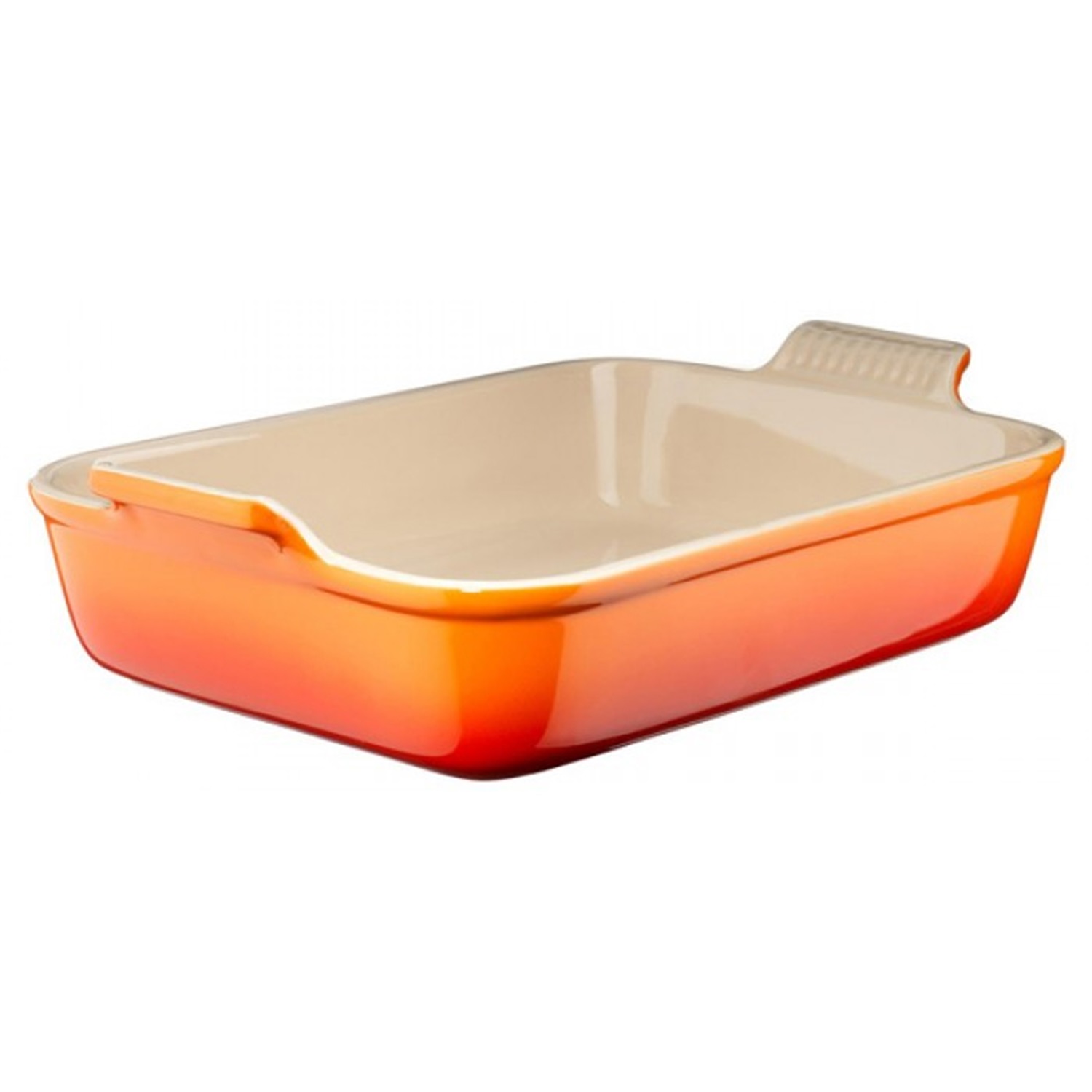 le creuset stoneware ovenschaal rechthoekig 26x20cm oranjerood